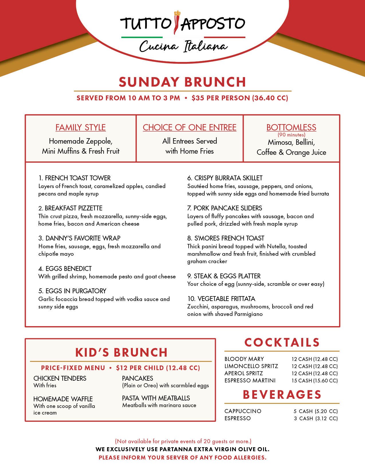 sunday Brunch menu 110424