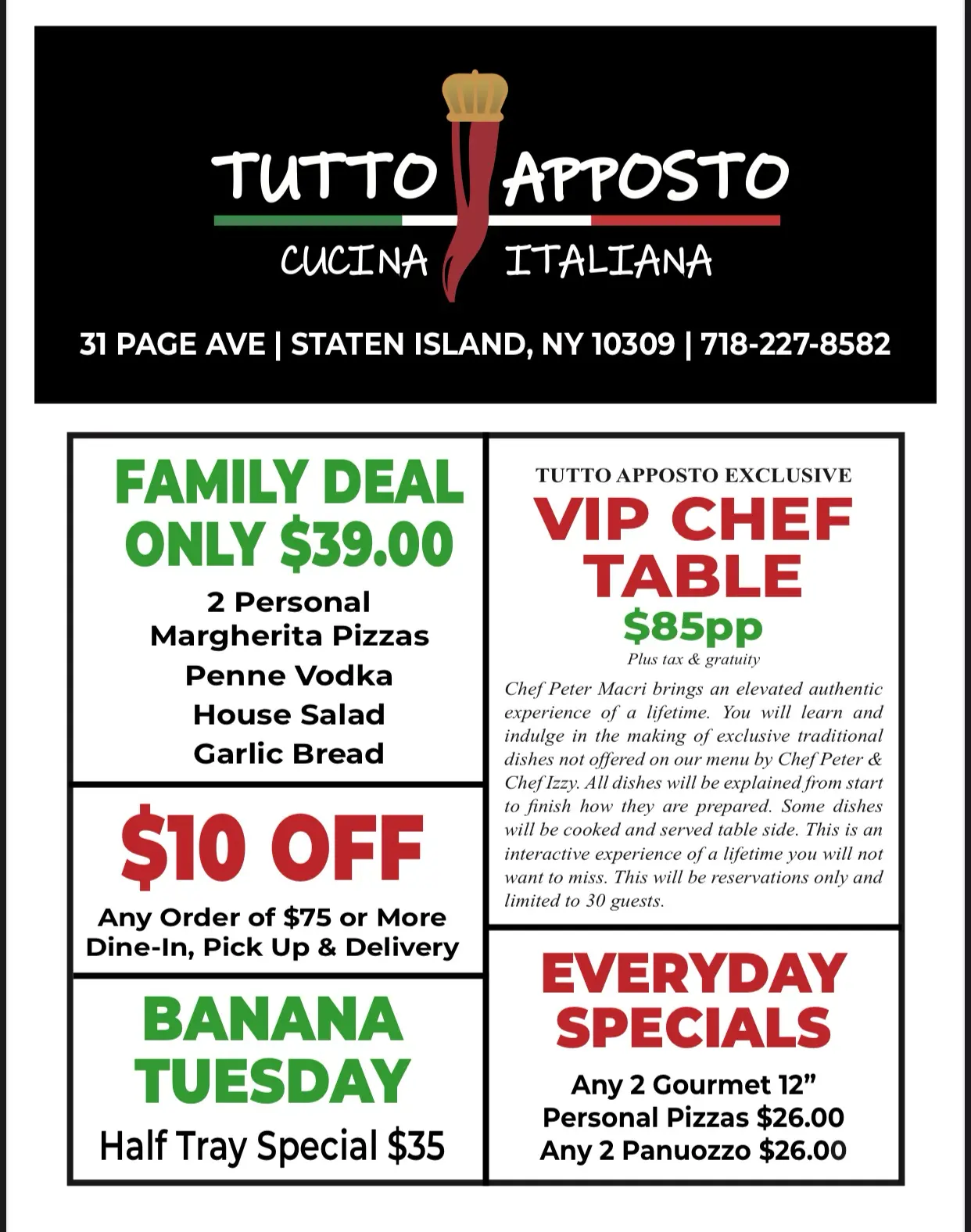 Dinner specials staten island