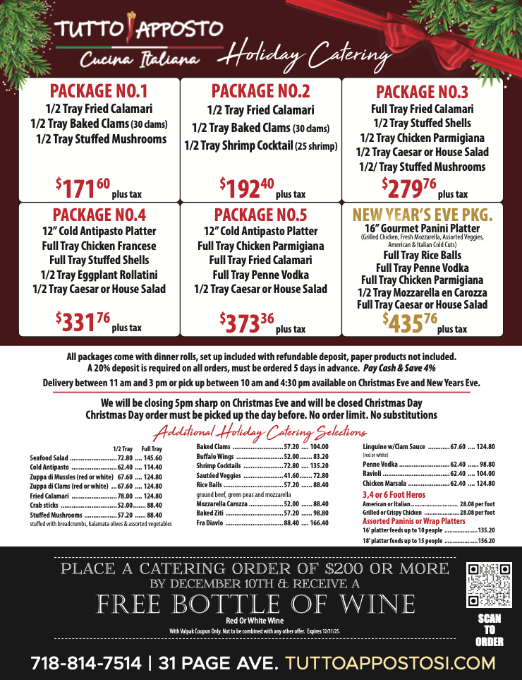 holiday catering packages