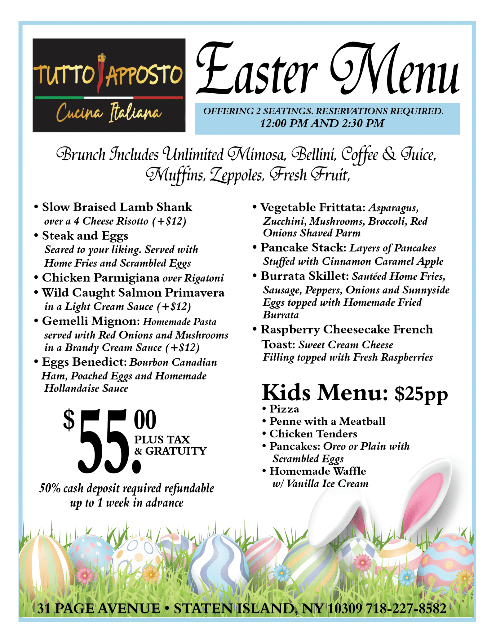 Easter Sunday Brunch at Tutto Apposto
