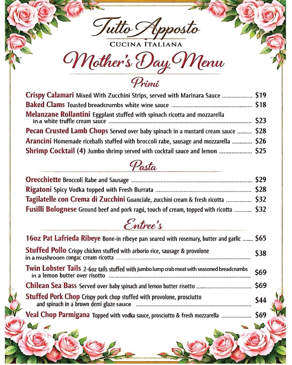 Tutto apposto dinner Large